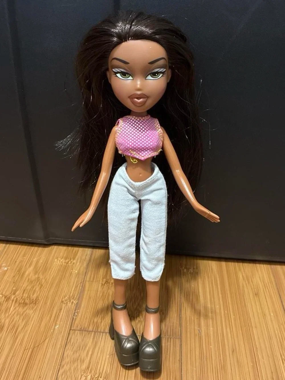 Fashion Doll Pink Crop Top with Light Blue Capris